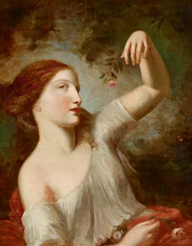 Una giovane donna con rose